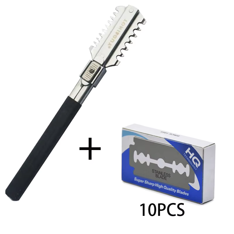 Men'S Grooming Scissors - ダブルエッジシェービングヘアカットかみそりナイフの刃手動ヘアカットツールひげトリマー理髪店スタイリングアクセサリー刃セット