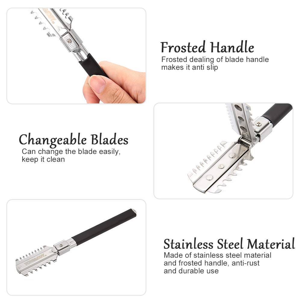 ダブルエッジシェービングヘアカットかみそりナイフの刃手動ヘア - Men'S Grooming Scissors のレビューと価格