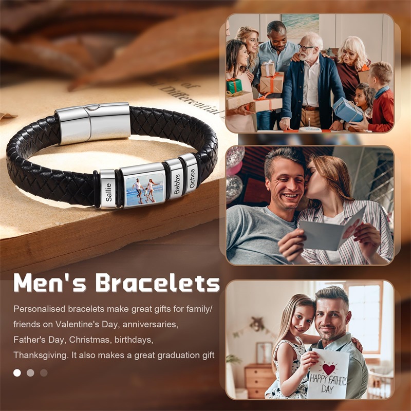 男性用カスタムフォトブレスレット、パーソナライズされた写真ブ - Men'S Grooming Pictures のレビューと価格
