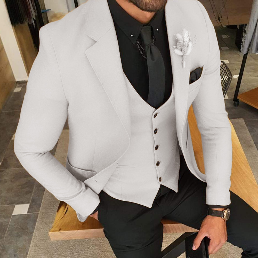 ホワイト2ピースパンツコートショールラペルメンズウェディング - Men'S Grooming Pictures のレビューと価格