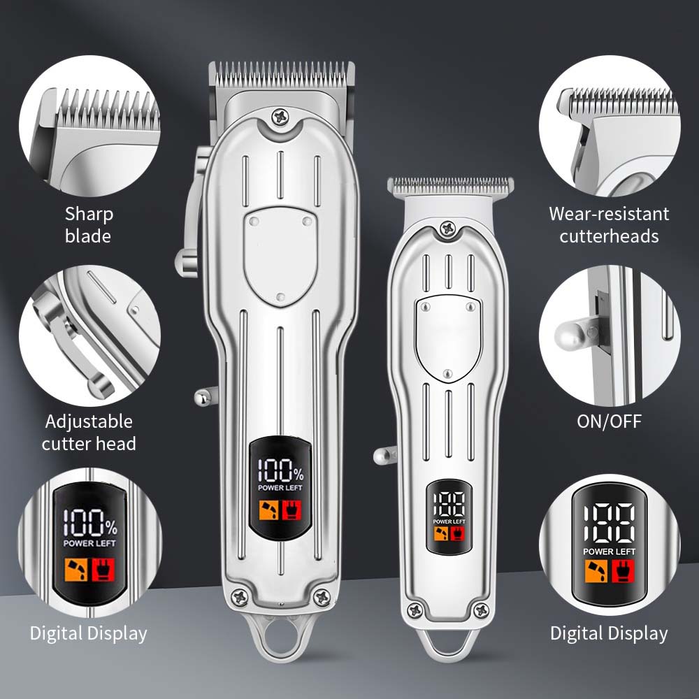 LCDディスプレイ付きプロフェッショナルヘアクリッパーセット - Men'S Grooming Scissors のレビューと価格