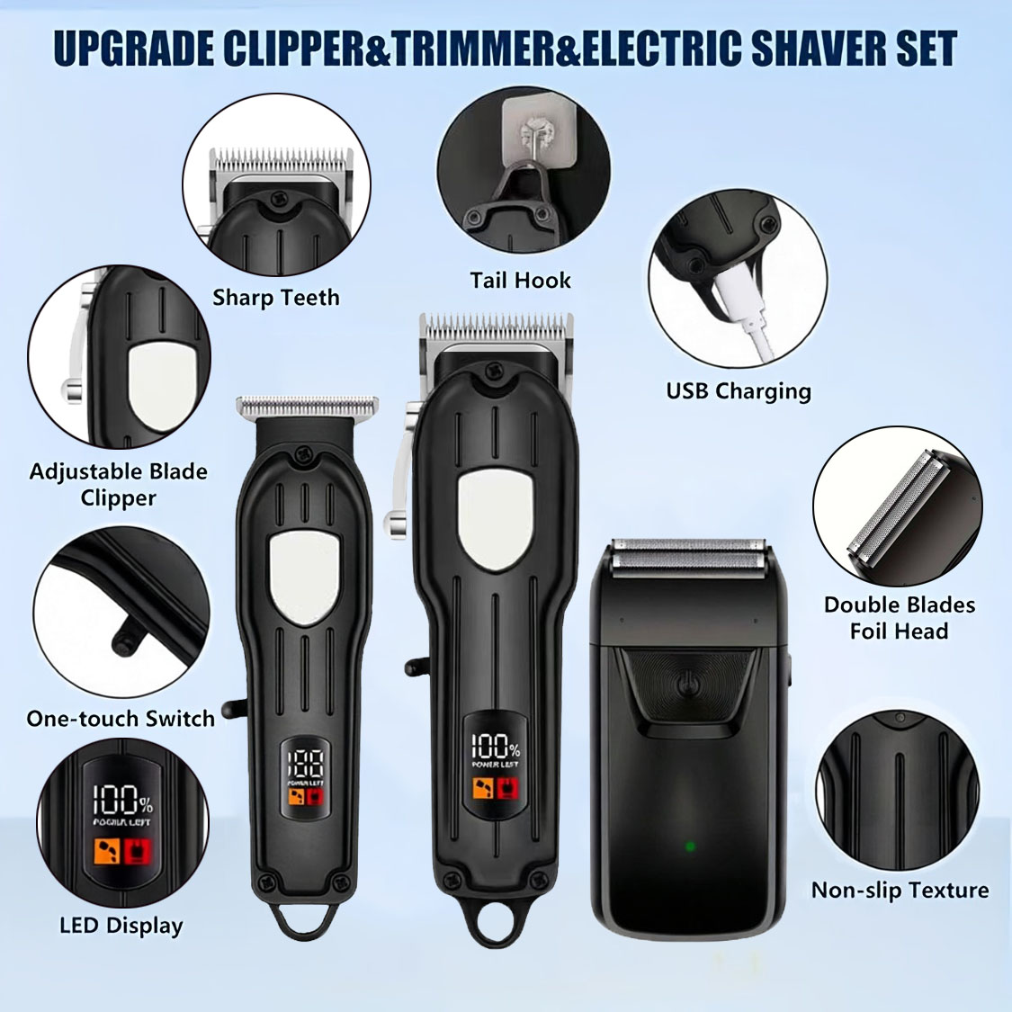 プロ仕様の充電式ヘアクリッパー、ヘアトリマー、8種類のアタッ - Men'S Grooming Scissors のレビューと価格