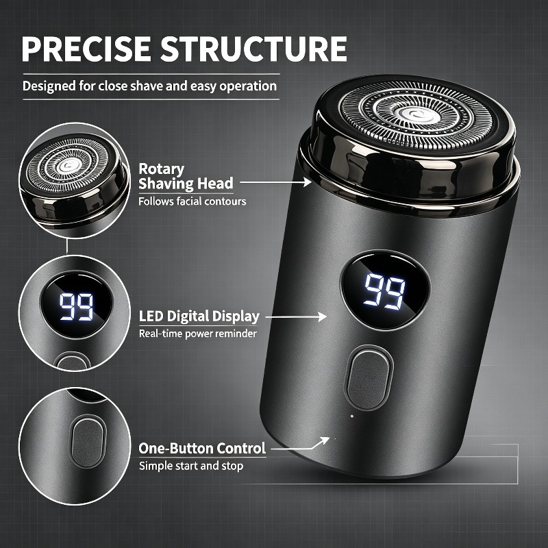 USB充電式防水電気シェーバー（男性用）、LEDディスプレイ - Men'S Grooming Boxes のレビューと価格