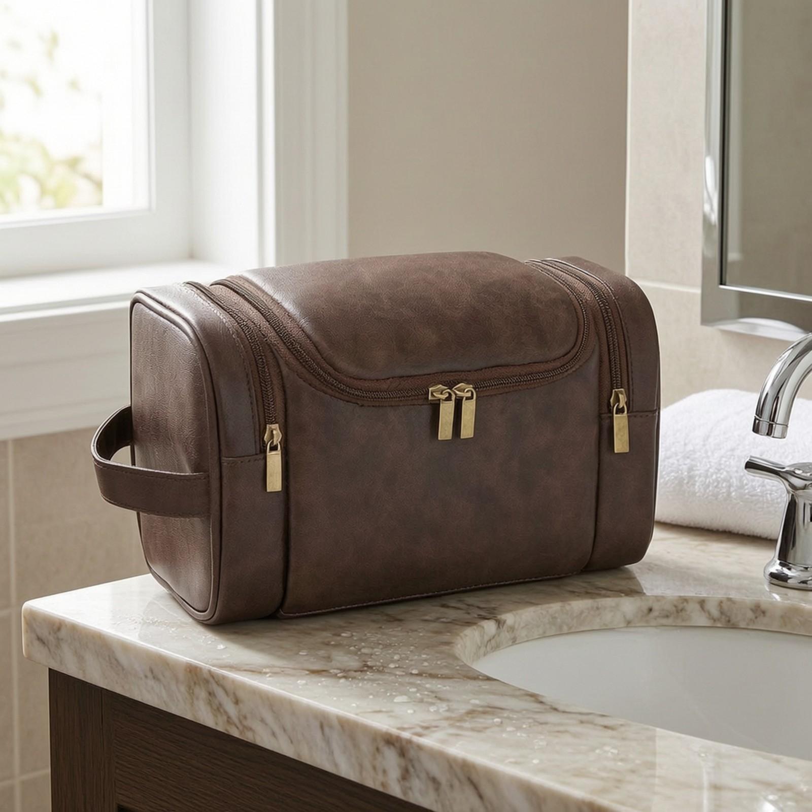 メンズ用トラベルバッグ。PUレザー製で、洗面用具を収納できる - Men'S Grooming Bag のレビューと価格